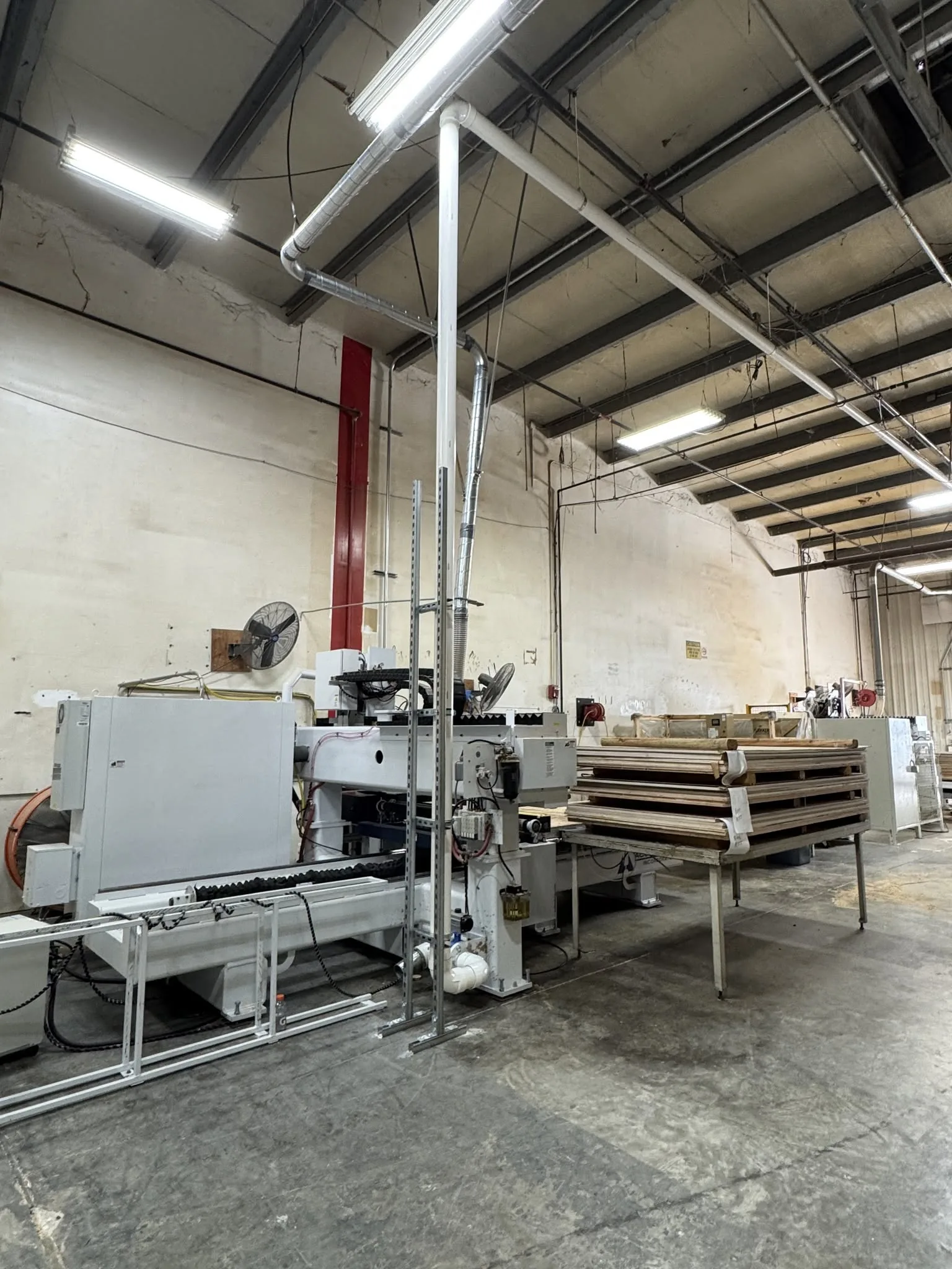 Interior steel structural framing of a large commercial building.